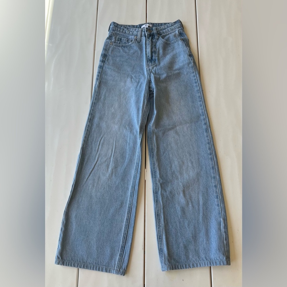 Light blue wide leg jeans